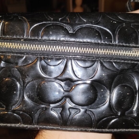 Coach Signature Patent Leather Zip Around Wristlet - Picture 2 of 3